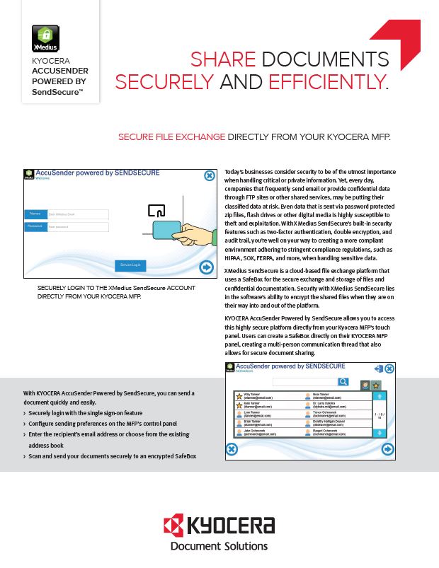 Kyocera, Software, Capture, Distribution, Accusender, Powered By Sendsecure, SVOE