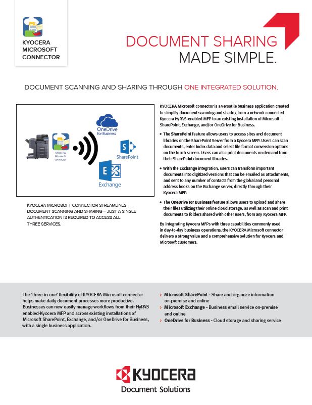 Kyocera, Software, Document Management, Kyocera, Microsoft Connector, SVOE