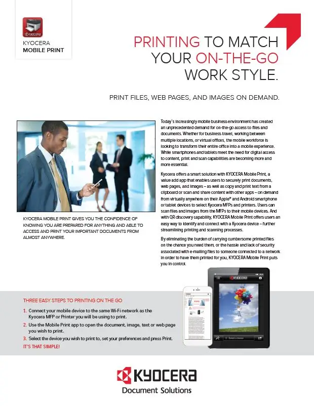 Kyocera, Software, Mobile, Cloud, Kyocera, Mobile Print, SVOE