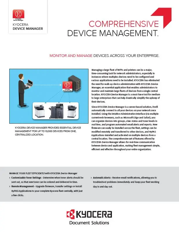 Kyocera, Software, Network Device Management, Kyocera, Device Manager, SVOE