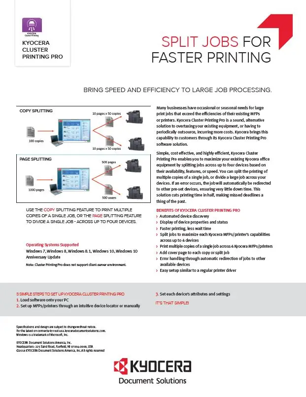 Kyocera, Software, Output Management, Kyocera Cluster Printing, SVOE