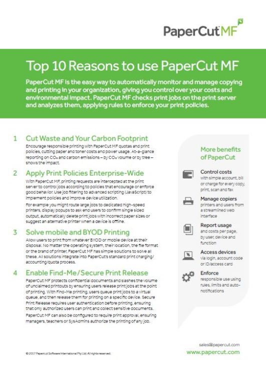 Top 10 Reasons, Papercut Mf, SVOE