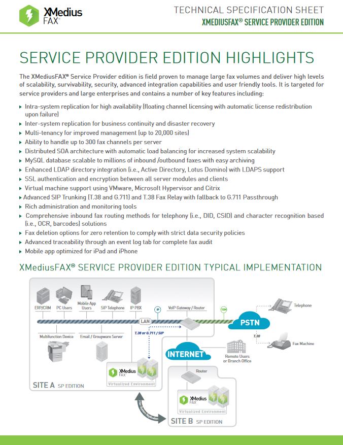Xmedius Fax Service Provider Edition Brochure, XMedius Fax, SVOE